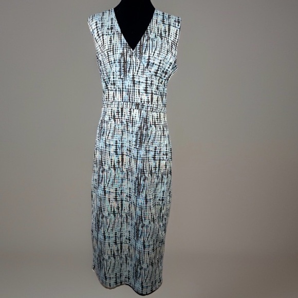 Diane Von Furstenberg Dresses & Skirts - Diane Von Furstenberg DVF Blue Abstract Sheath Dress Size 10 Made in Portugal